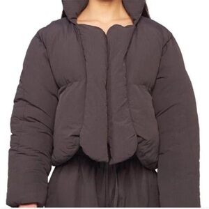 My Mum Made It Cropped Open-Front Puffer Jacket S-M